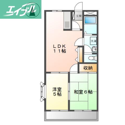アメニティーハイツ(2LDK/2階)の間取り写真