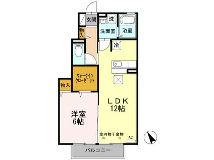 エスペランサ堤(1LDK/1階)の間取り写真