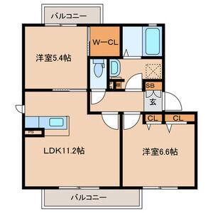 SHAMAISON TAKENO(2LDK/2階)の間取り写真
