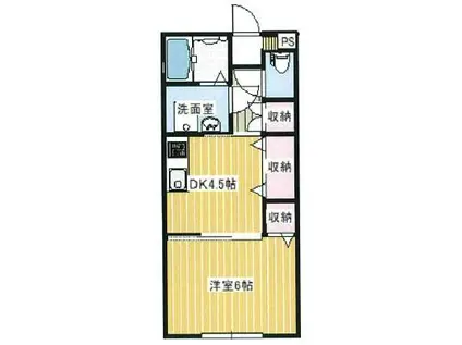 プランドール下富野(1DK/1階)の間取り写真