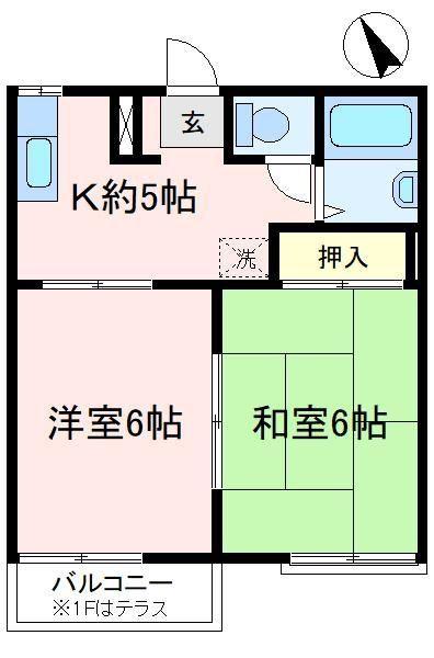 カーサマローネB(2K/2階)の間取り写真