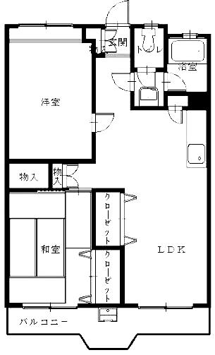 ハイツ沢田屋(2LDK/2階)の間取り写真