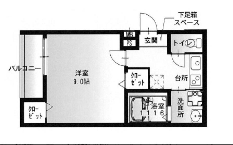 フジパレス兵庫須佐野II番館(1K/3階)の間取り写真