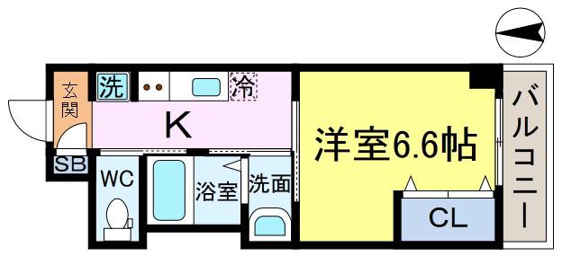 リリウム(1K/1階)の間取り写真