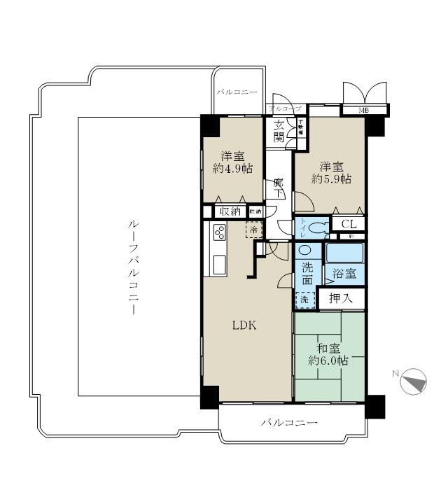 サーパス堀之内(3LDK/5階)の間取り写真