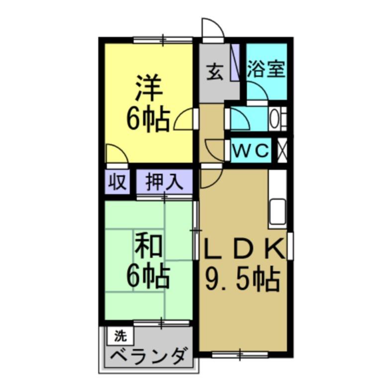 スカイハイツ(2LDK/2階)の間取り写真