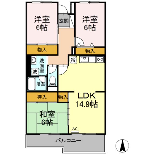 レジデンス新百合ヶ丘(3LDK/3階)の間取り写真