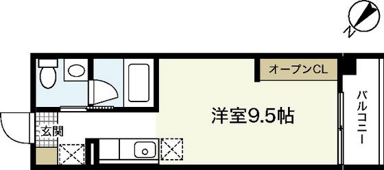 エスタディオI(ワンルーム/2階)の間取り写真