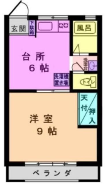第1九曜ハイツ(1DK/2階)の間取り写真