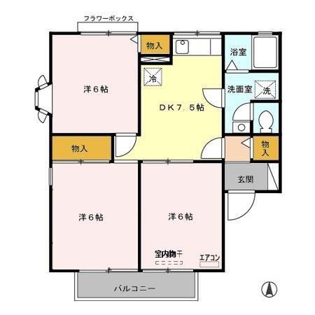 リヴェール高沢A(3DK/1階)の間取り写真