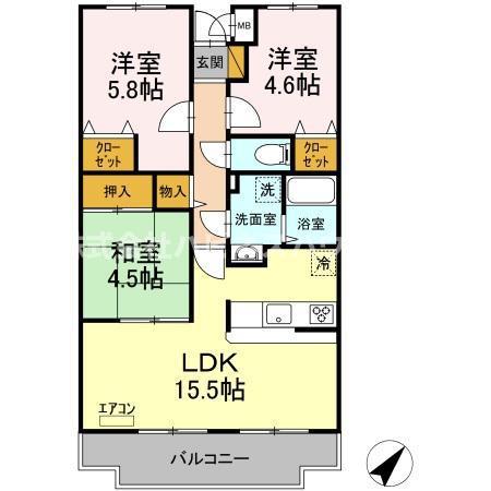 ビューパークヤマモ307(3LDK/3階)の間取り写真