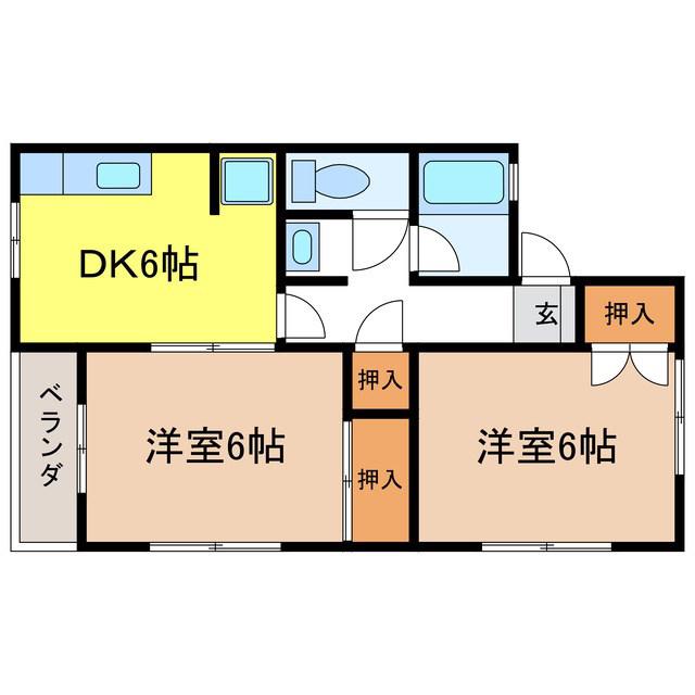 クボタパルデンス(2DK/2階)の間取り写真