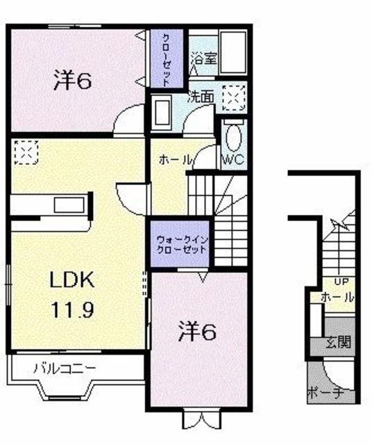 サニーヒルズ・アザレア(2LDK/2階)の間取り写真