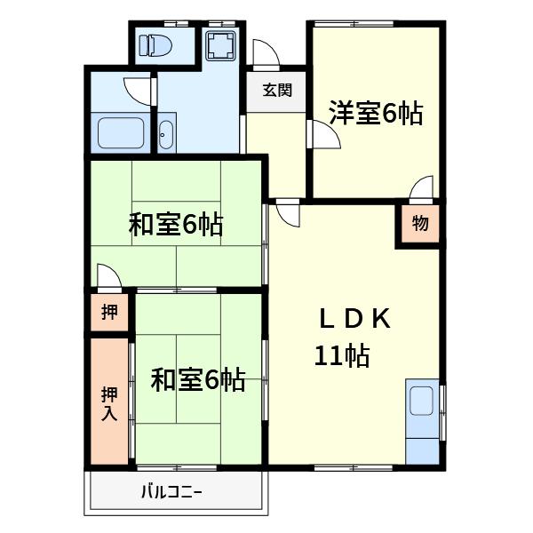 ラフレシア山崎(3LDK/1階)の間取り写真