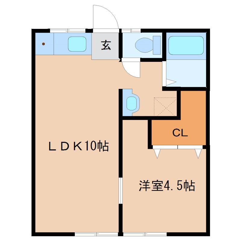 高橋コーポ(1LDK/1階)の間取り写真