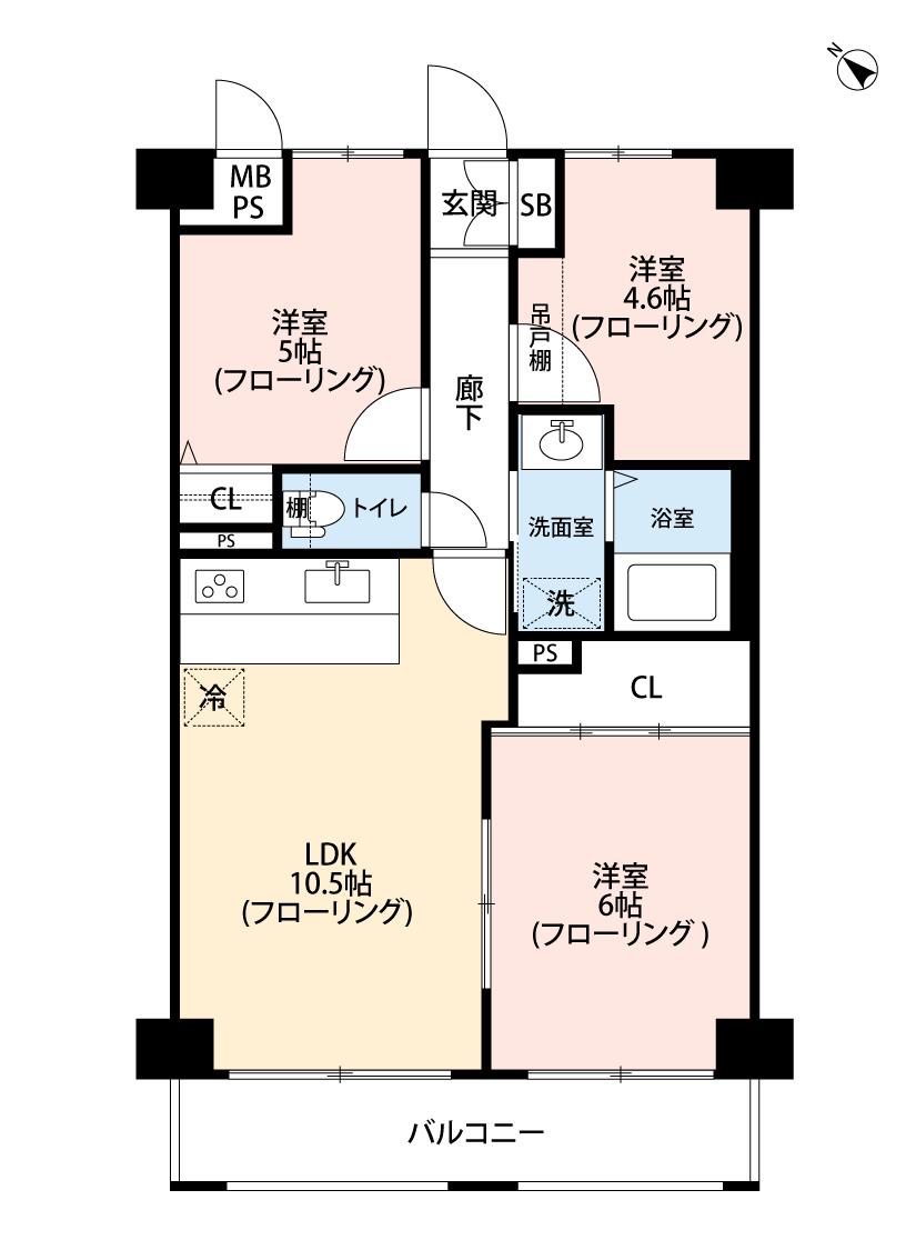 フローレンスパレス小机(3LDK/3階)の間取り写真