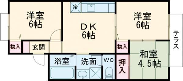 サングレース A棟(3DK/1階)の間取り写真