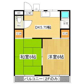 コーポ浅間(2DK/2階)の間取り写真