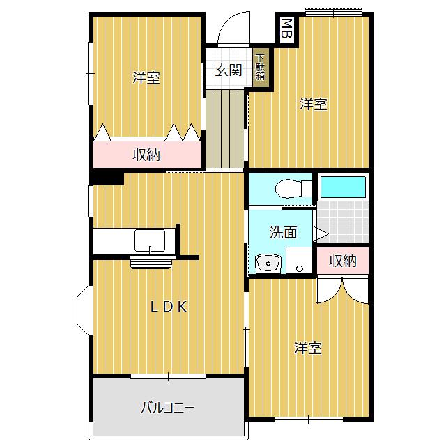 MARUSU竜南(3LDK/1階)の間取り写真