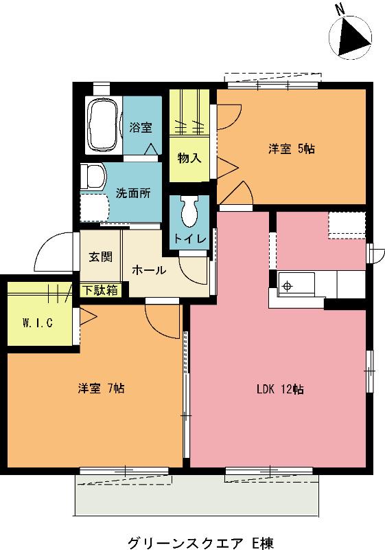 グリーンスクェア E棟(2LDK/2階)の間取り写真