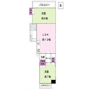 ベルシェ橘(2LDK/4階)の間取り写真