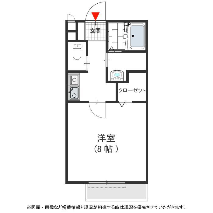 クオリア東茱萸木(1K/2階)の間取り写真