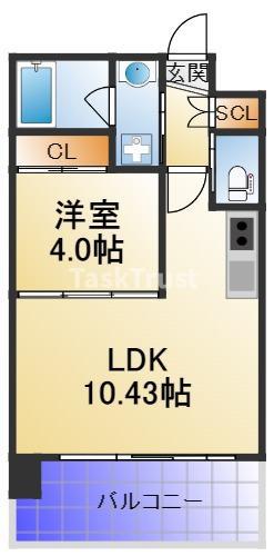プレジオ都島北通(1LDK/3階)の間取り写真