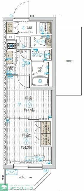 GENOVIA世田谷桜(2K/2階)の間取り写真