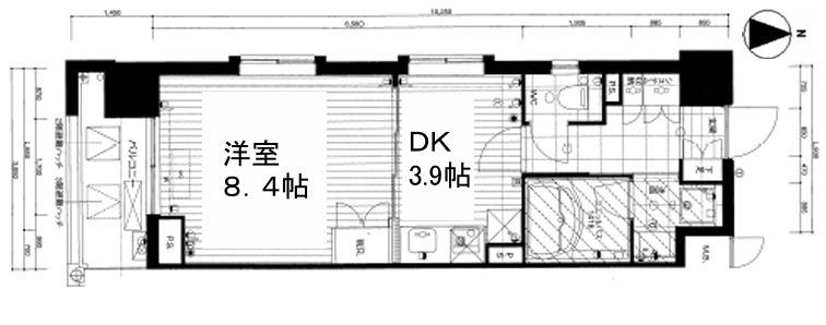 ベラジオ五条堀川(1DK/5階)の間取り写真