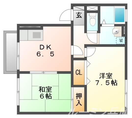 ハイツ志水(2DK/2階)の間取り写真