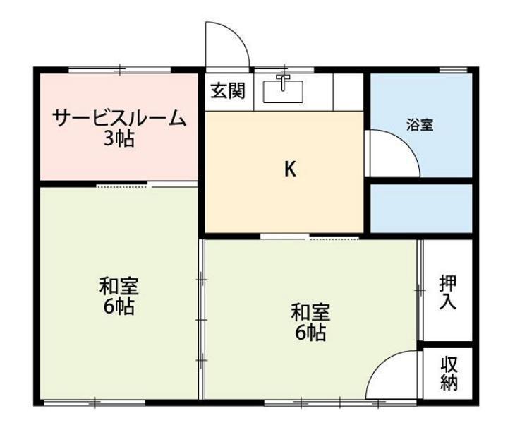酒井アパート(2SK/2階)の間取り写真