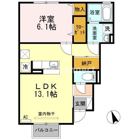 グランドール(1LDK/1階)の間取り写真