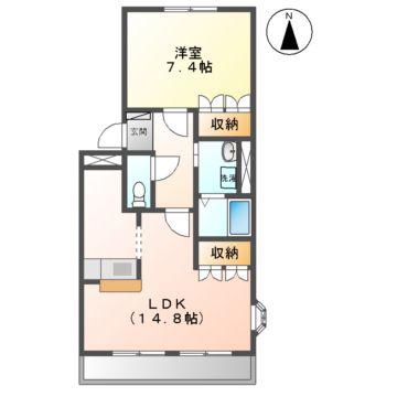 ヒルズ伊勢山(1LDK/2階)の間取り写真