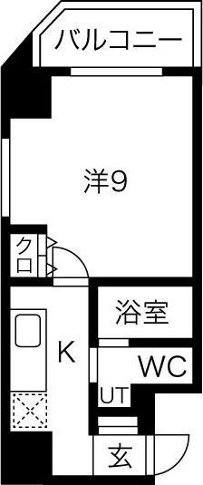 ヴィラタワー谷町(1K/6階)の間取り写真