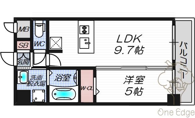 プレサンス梅田東クォーレ(1LDK/3階)の間取り写真