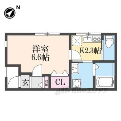 COMMON下鴨(1K/1階)の間取り写真