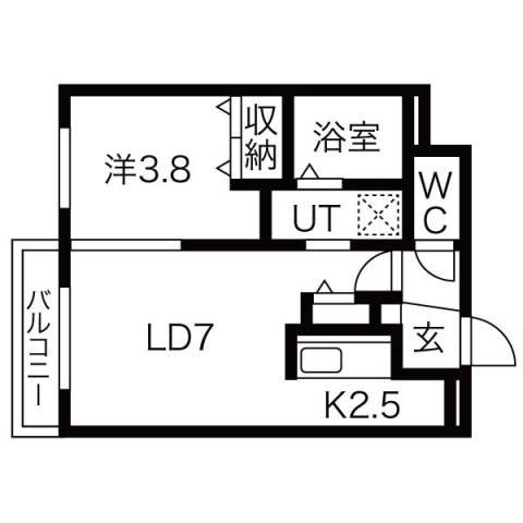 TELA BIANCA月寒中央(1LDK/3階)の間取り写真
