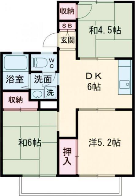 コーポ橋口 東棟(3DK/2階)の間取り写真