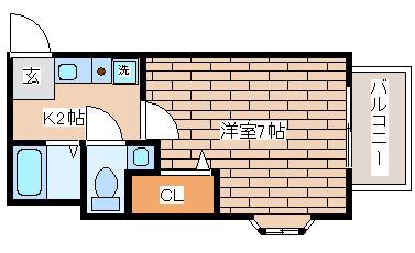 アメニティハイツ須磨寺(1K/1階)の間取り写真