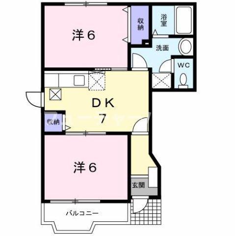 KSル・クープルI(2DK/1階)の間取り写真