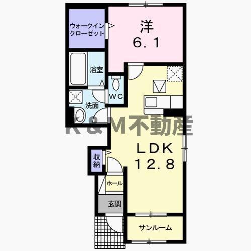 ヴェルドミール緑台III(1LDK/1階)の間取り写真