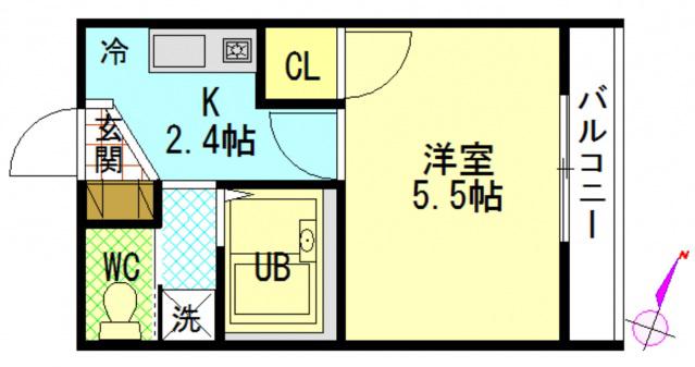 アクト21(1K/2階)の間取り写真