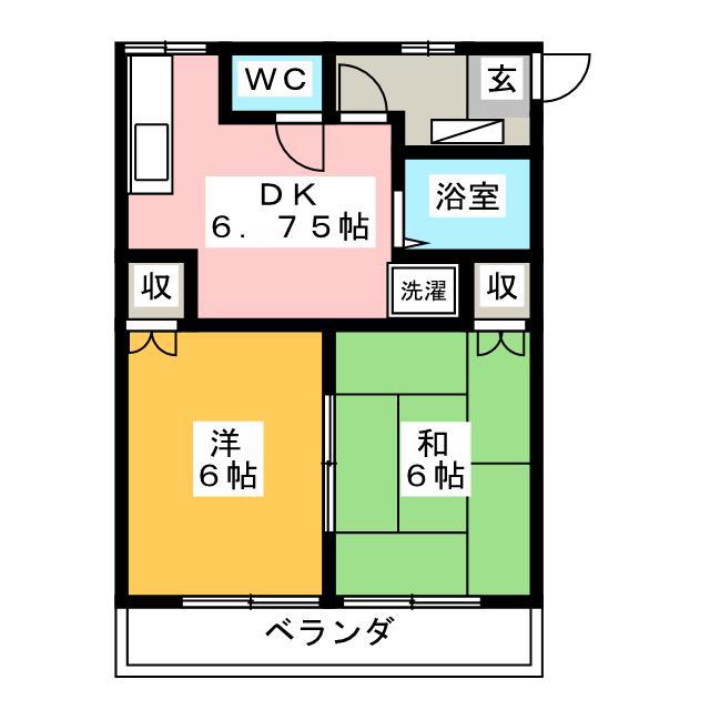 レジデンスジュンI(2DK/1階)の間取り写真