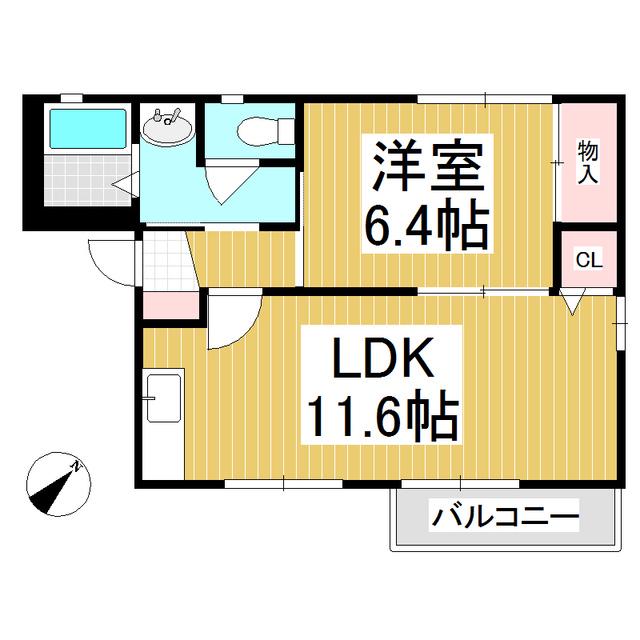ピアハウス(1LDK/2階)の間取り写真