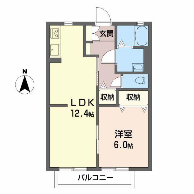 ビューテラス鵜沼C(1LDK/2階)の間取り写真