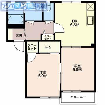 キャトルセゾン G(2DK/1階)の間取り写真