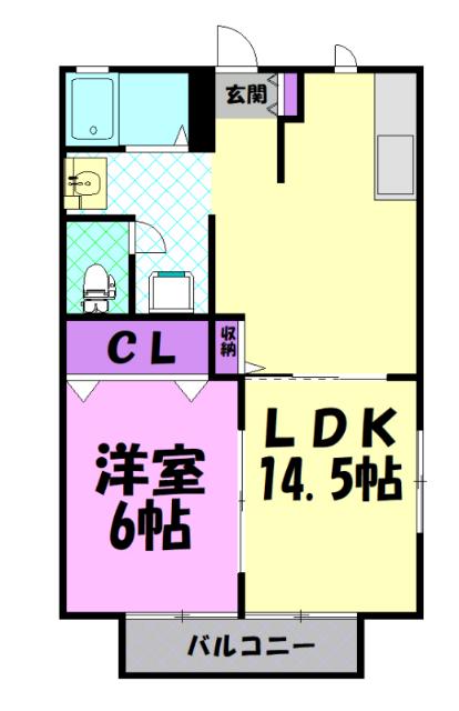 ディアス宝石台(1LDK/2階)の間取り写真