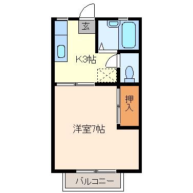 カトレアハイツ(1K/1階)の間取り写真