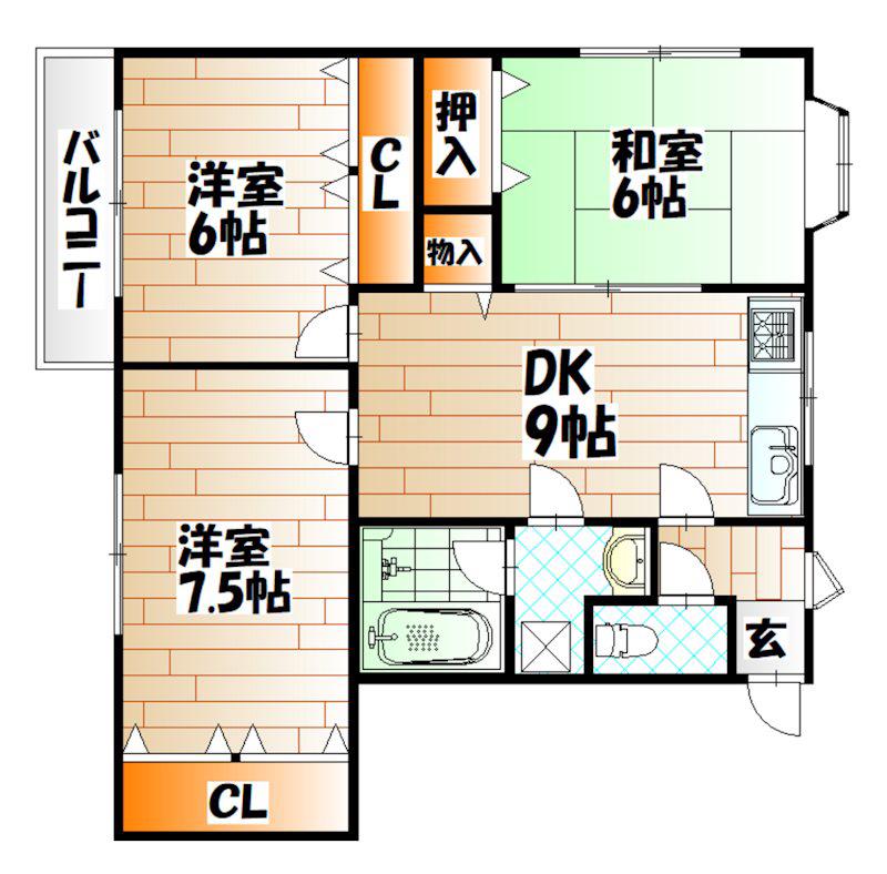 エミナースII(3DK/2階)の間取り写真
