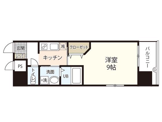 アクアシティ本川町(1K/2階)の間取り写真
